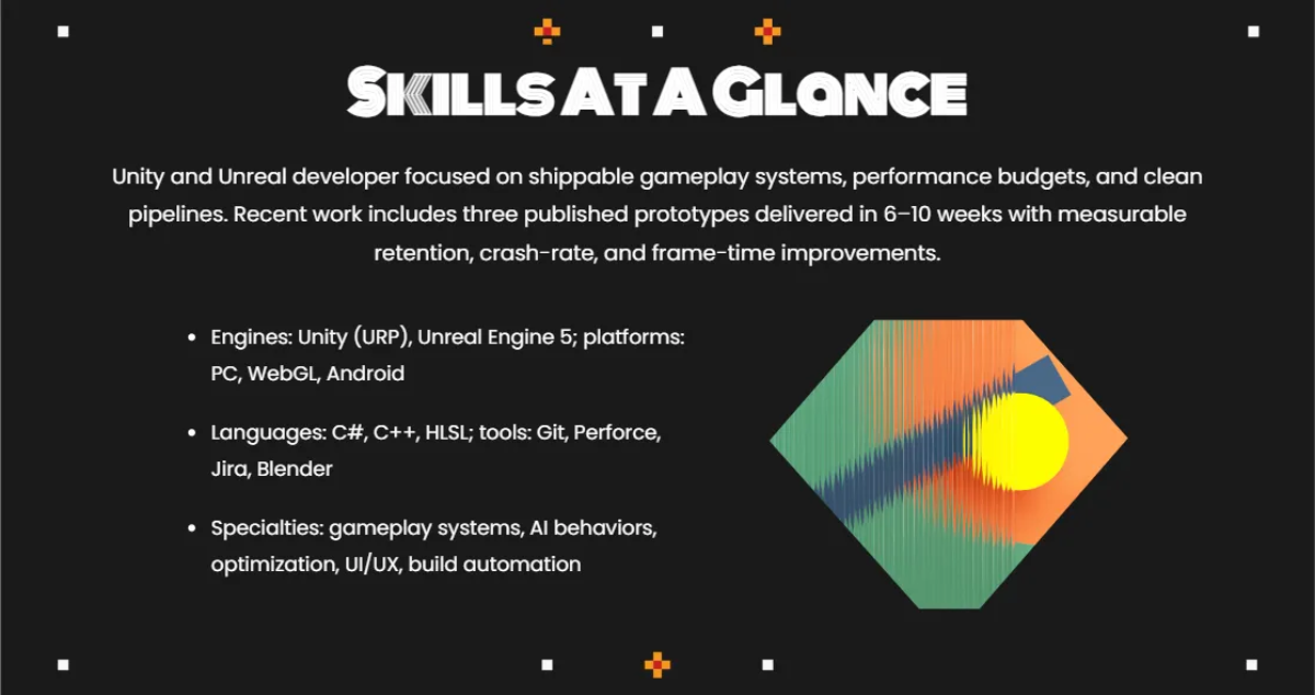 Free Game Developer Portfolio Template to Edit Online