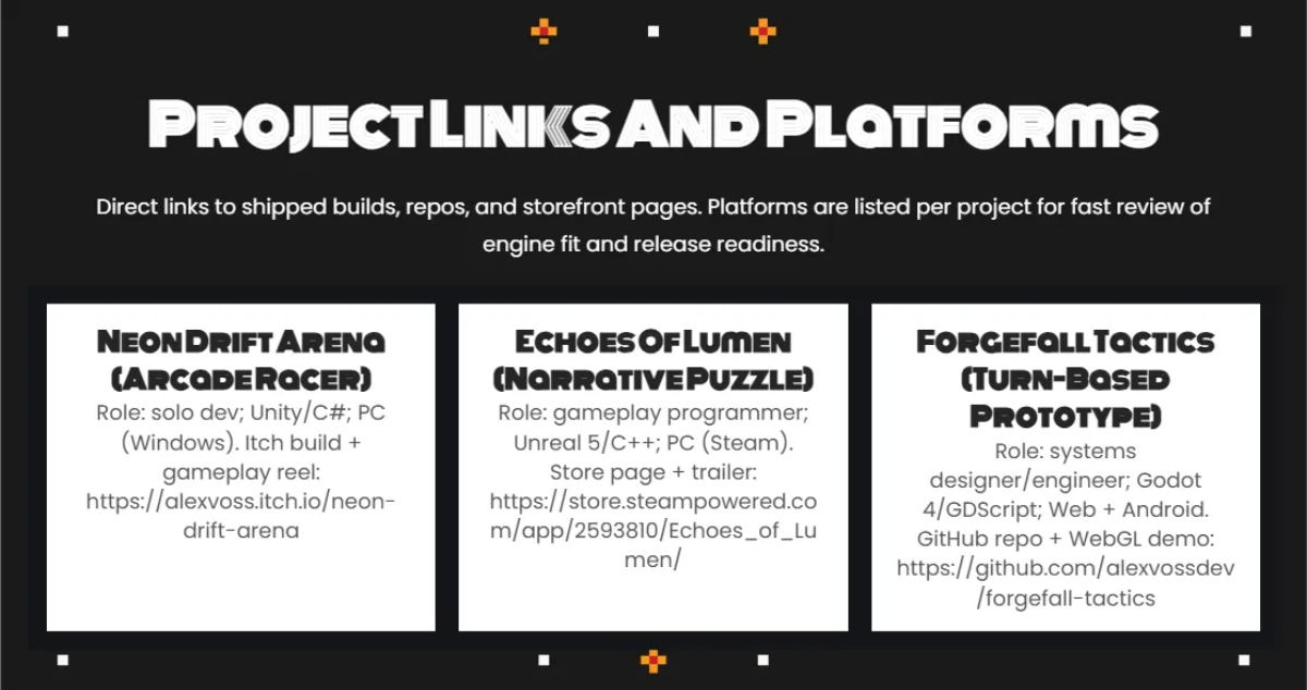 Free Game Developer Portfolio Template to Edit Online