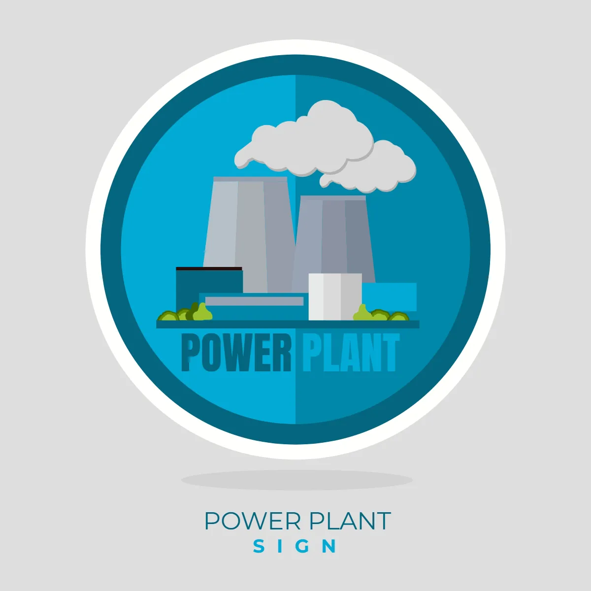 Free Power Plant Blue Sign Clip Art Template to Edit Online