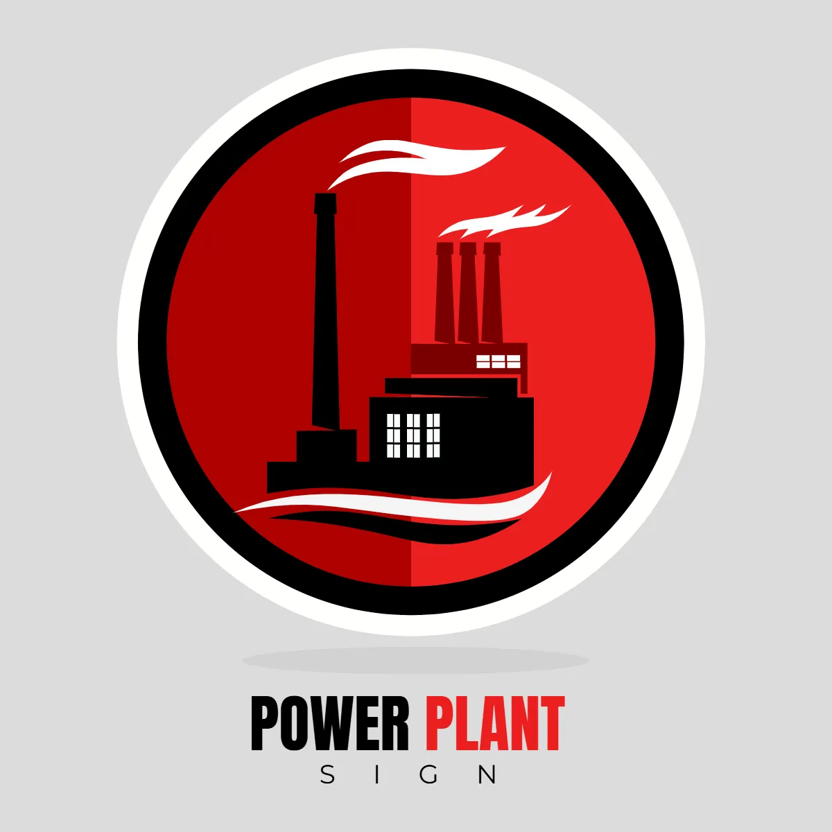 Free Power Plant Red Sign Clip Art Template to Edit Online