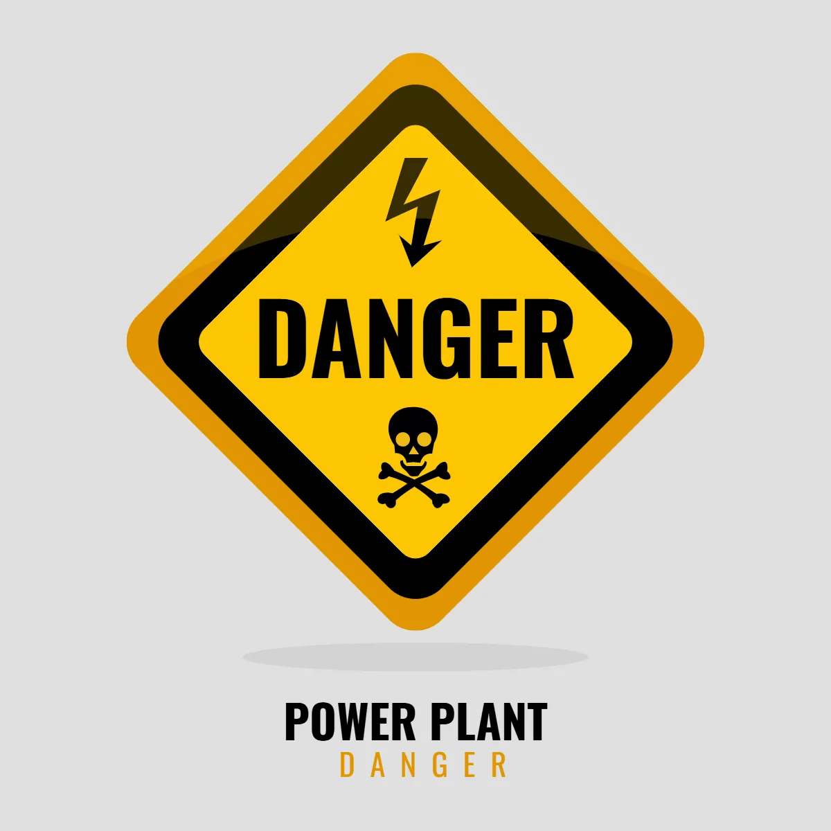 Free Power Plant Yellow Danger Sign Clip Art Template to Edit Online