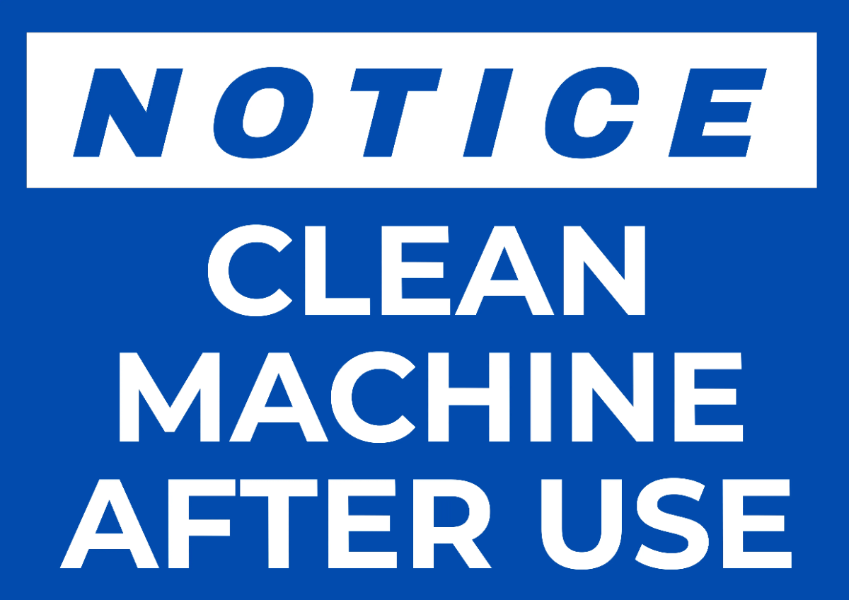 Machine Cleaning Sign Template to Download