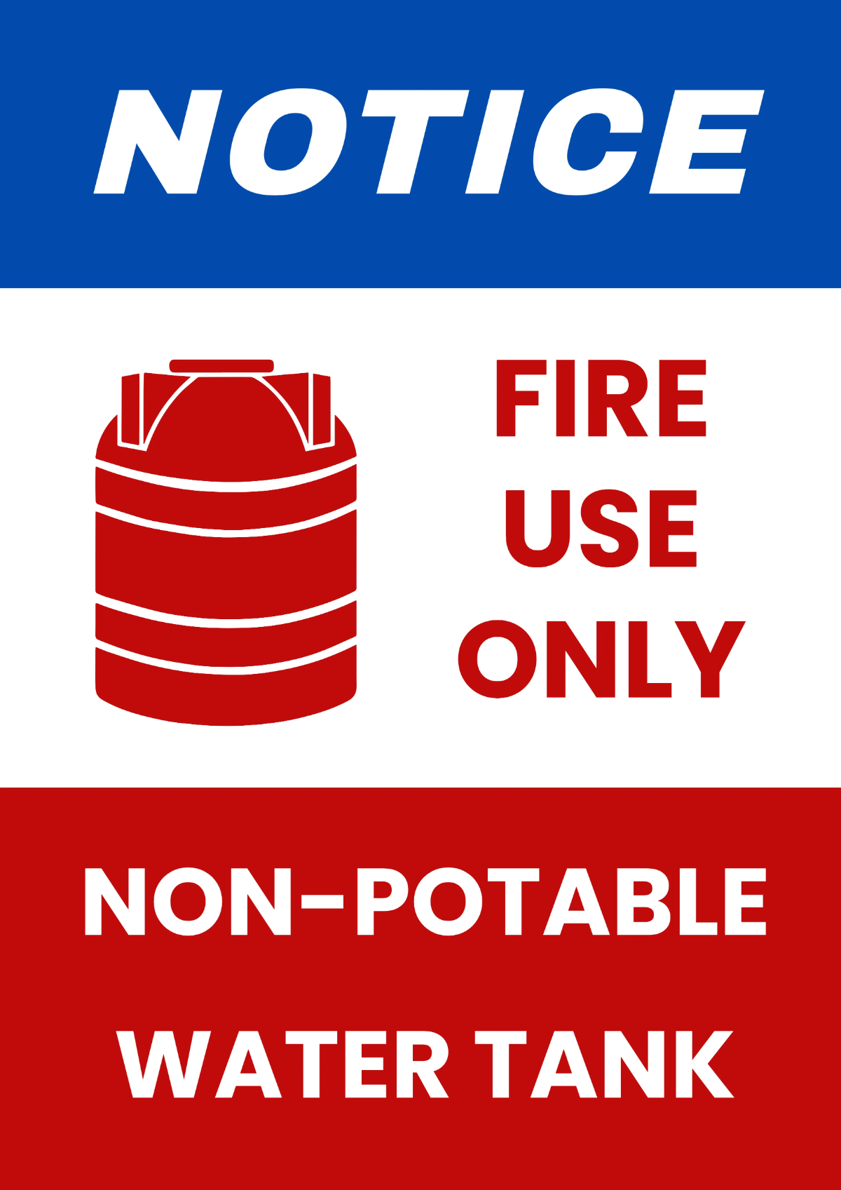 Free Water Tank Fire Safety Sign Template to Edit Online