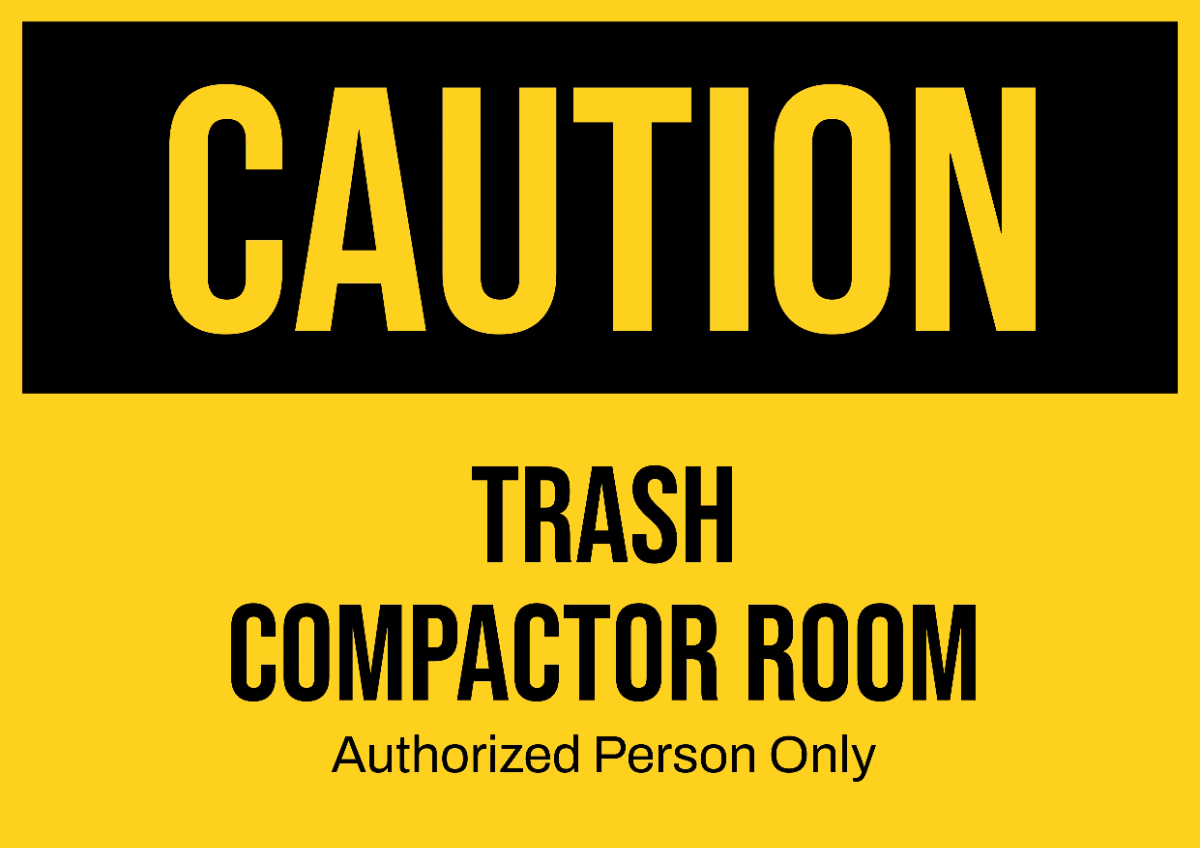 Free Trash Compactor Room Cleaning Sign Template to Edit Online