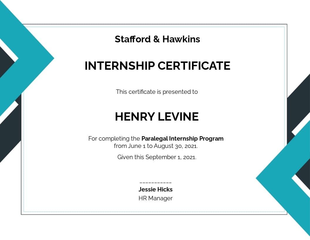 Law Internship Certificate Template - Google Docs, Illustrator, Word, Apple Pages, PSD, Publisher
