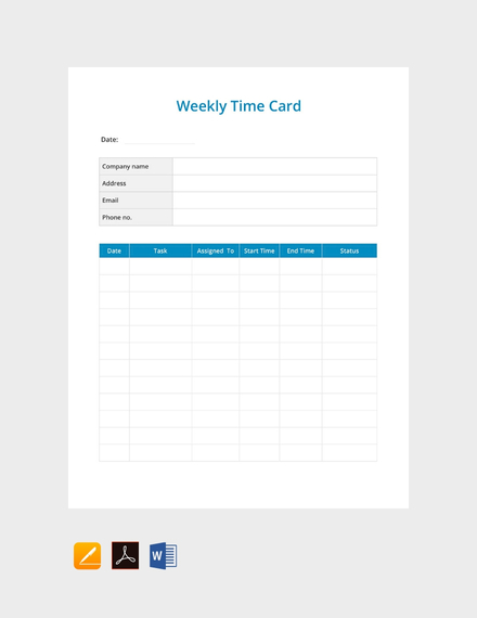 Daily Time Card Template - Download in Word, Google Docs | Template.net