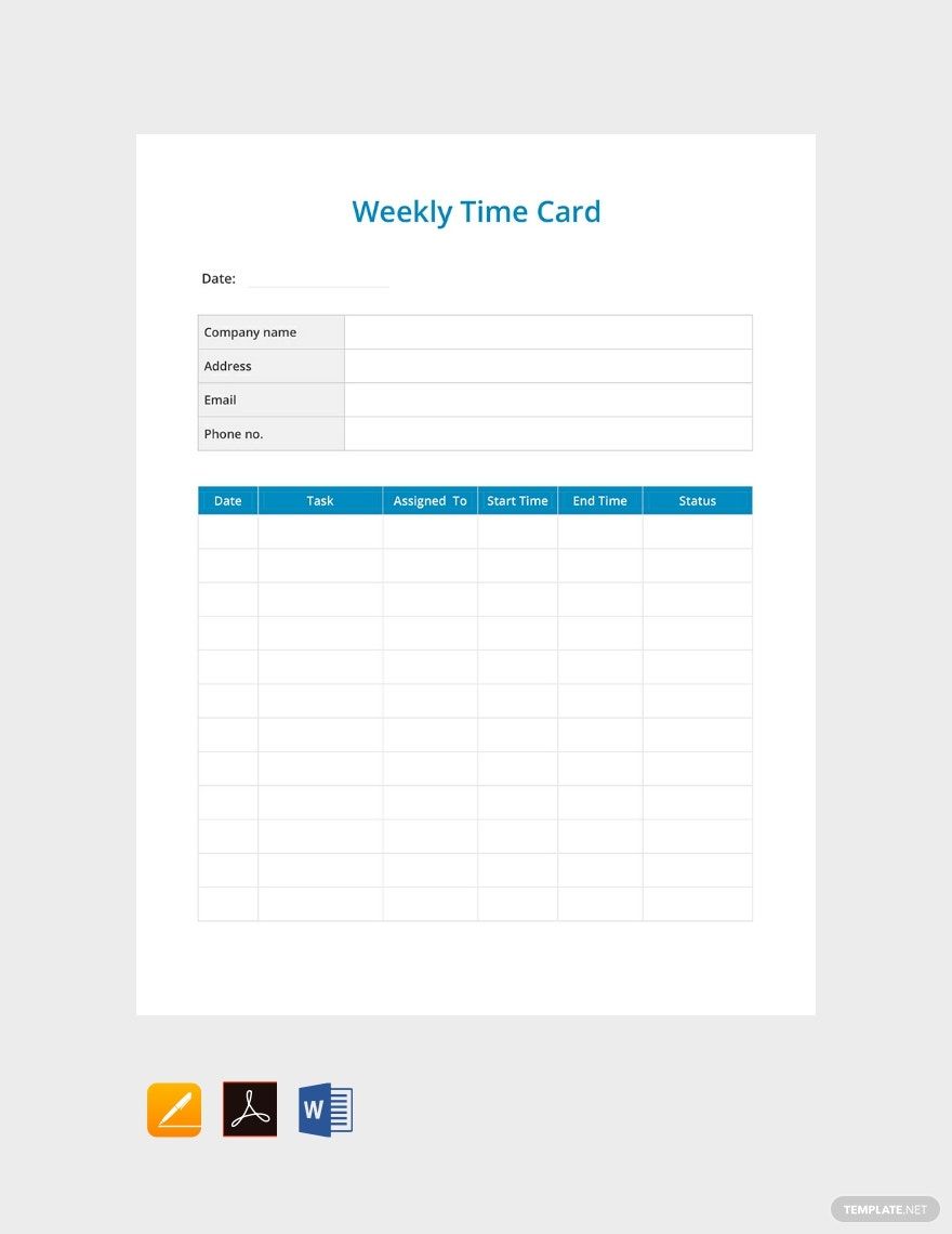 Weekly Time Card Template