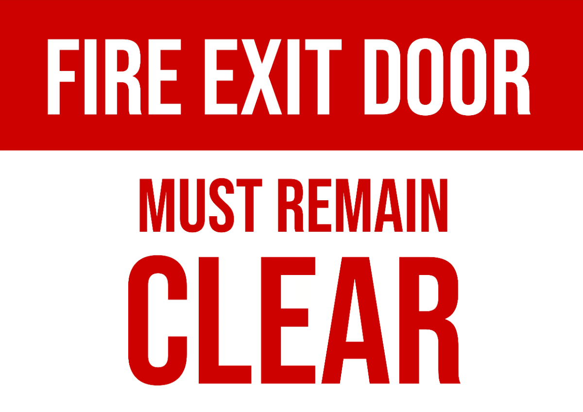 Free Fire Exit Door Must Remain Clear Fire Safety Sign Template to Edit Online