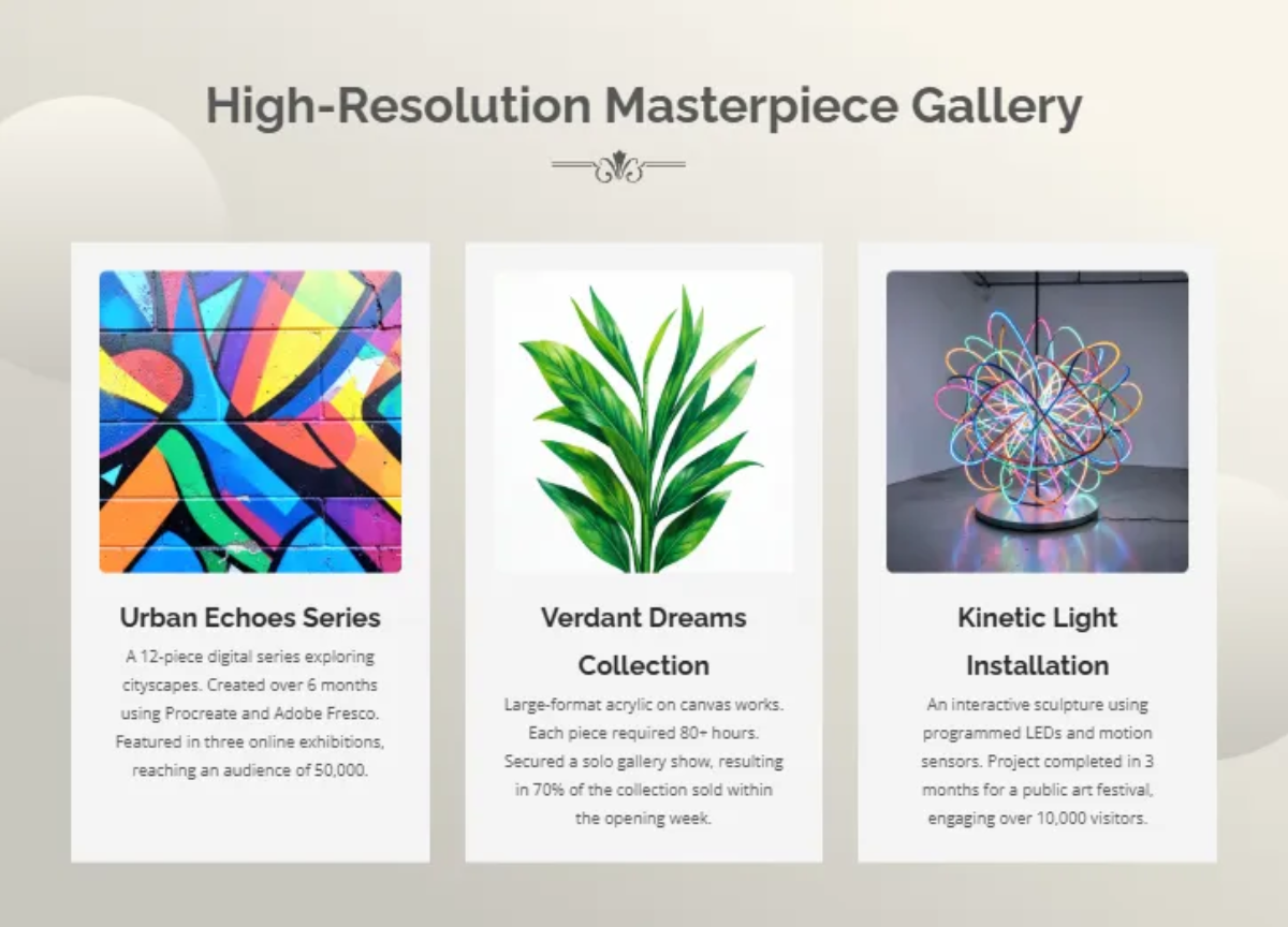 Free Artist Portfolio Minitheme Template to Edit Online