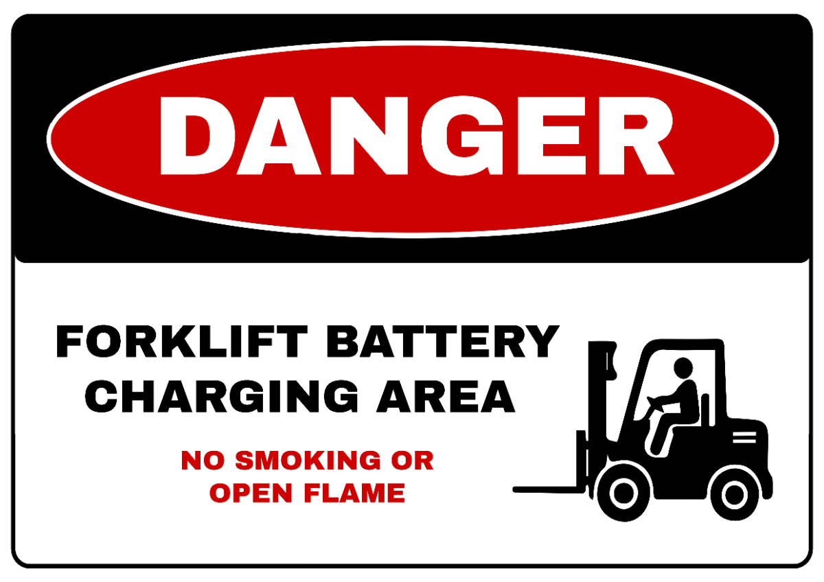 Free Forklift Battery Charging Area Logistics And Transportation Sign Template to Edit Online