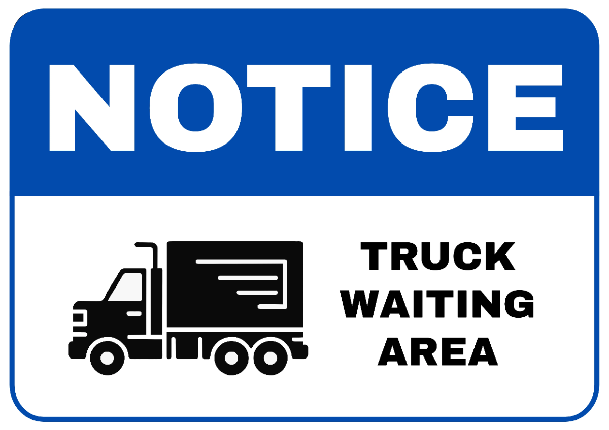 Free Truck Waiting Area Logistics And Transportation Sign Template to Edit Online