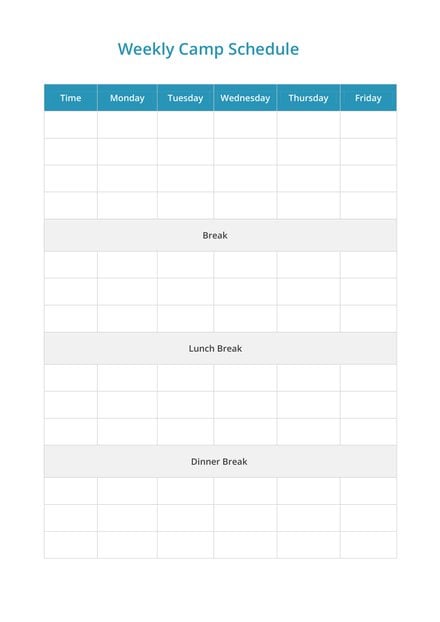 camp daily schedule template