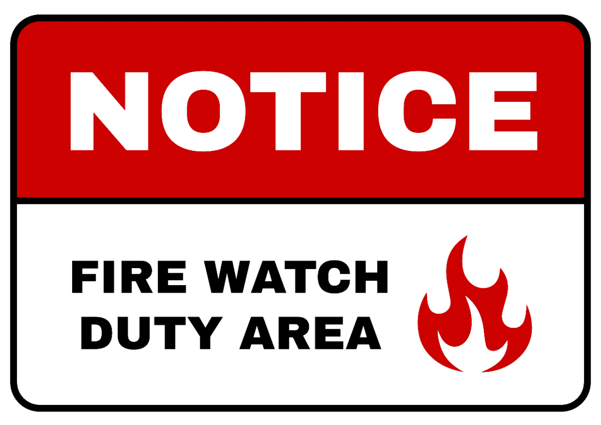 Free Fire Watch Duty Area Fire Safety Sign Template to Edit Online