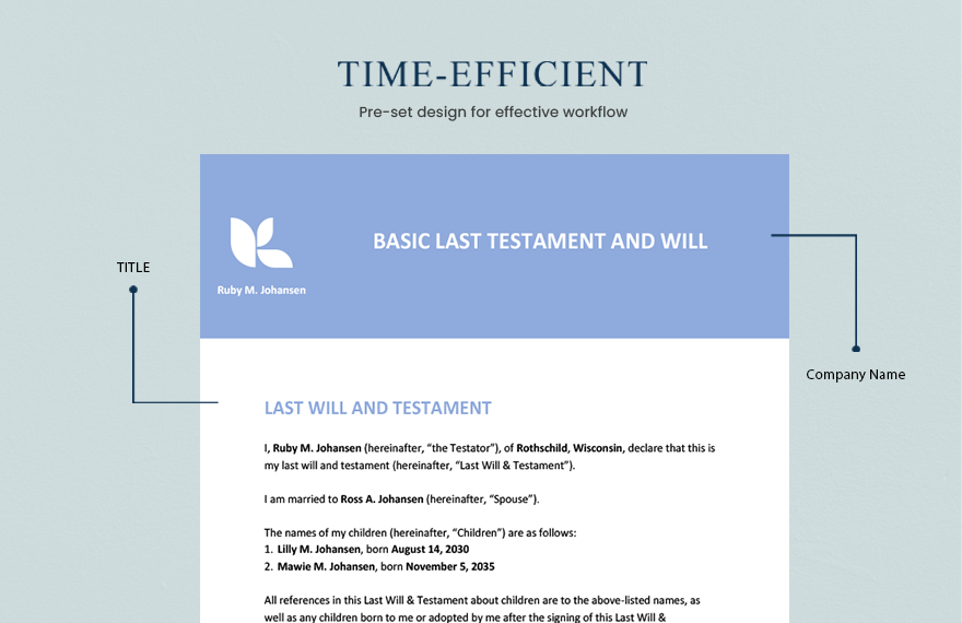 Basic Last Testament and Will Template
