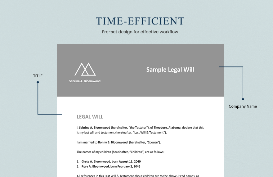 Sample Legal Will Template