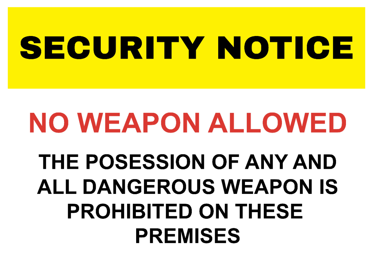 Free Weapons Prohibited Beyond This Point Security Forces Sign Template to Edit Online