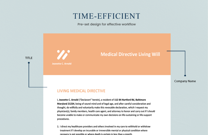 Medical Directive Living Will Template