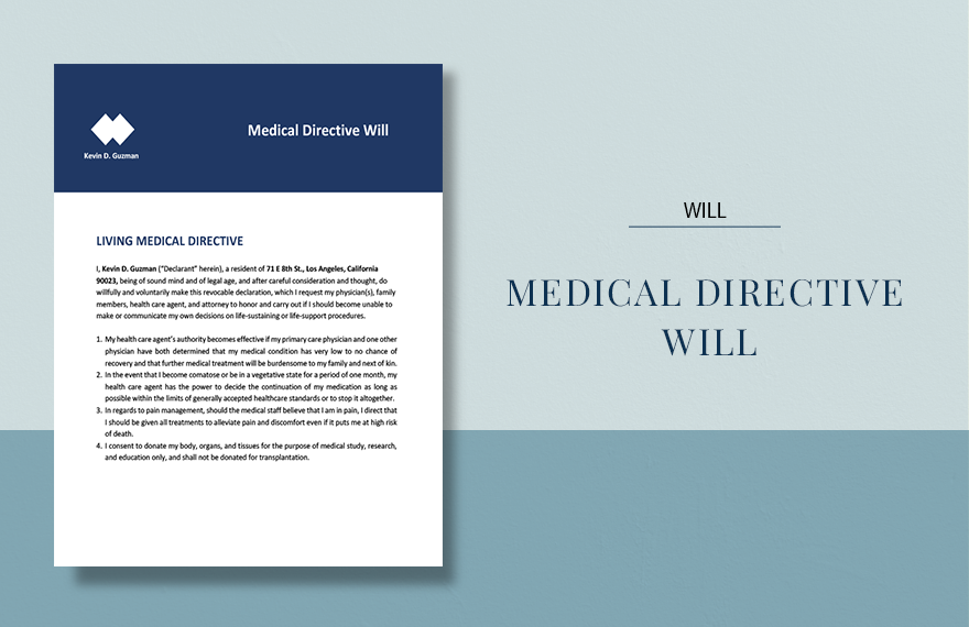 Medical Directive Will Template
