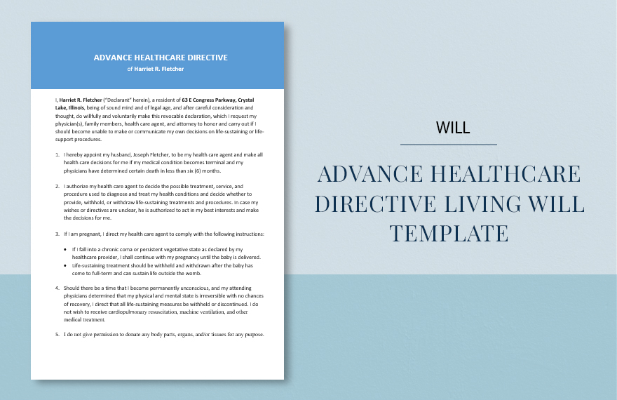 Advance Healthcare Directive Living Will Template