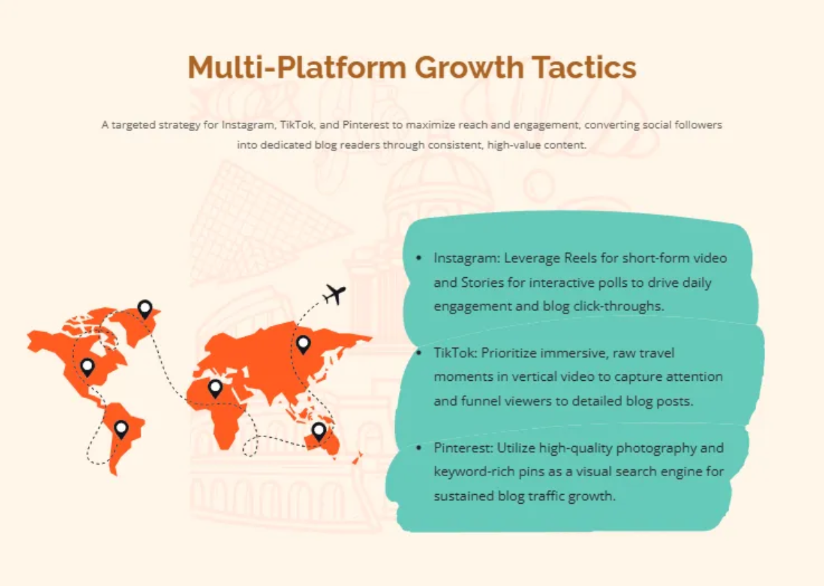 Free Travel Blog Social Media Strategy Guide Template to Edit Online