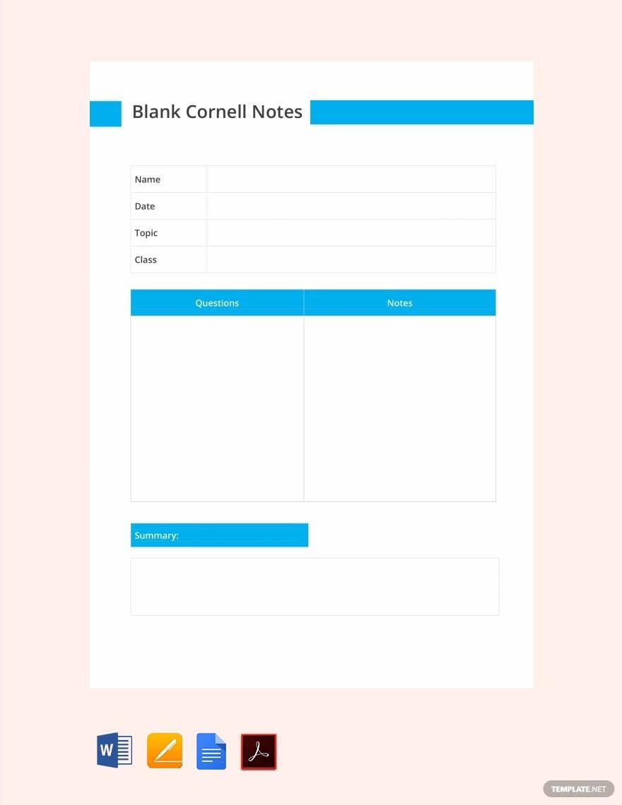 Blank Cornell Notes Template in Word, Google Docs, Pages, PDF - Download | Template.net