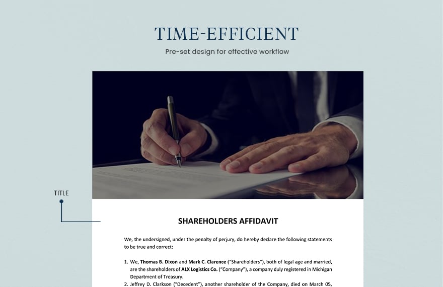Shareholders Affidavit Template