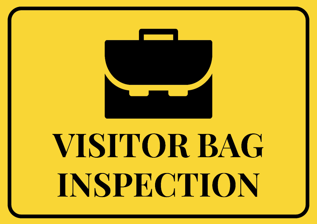 Visitor Bag Inspection Security Forces Sign Template
