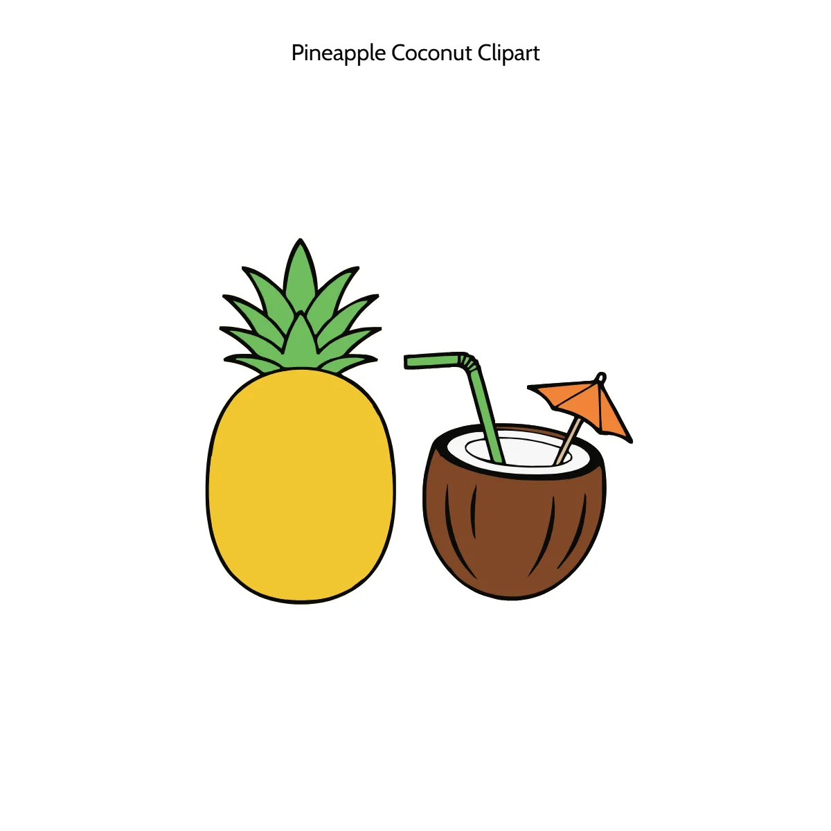 Free Pineapple Coconut Vector Clipart (PNG, SVG) to Edit Online
