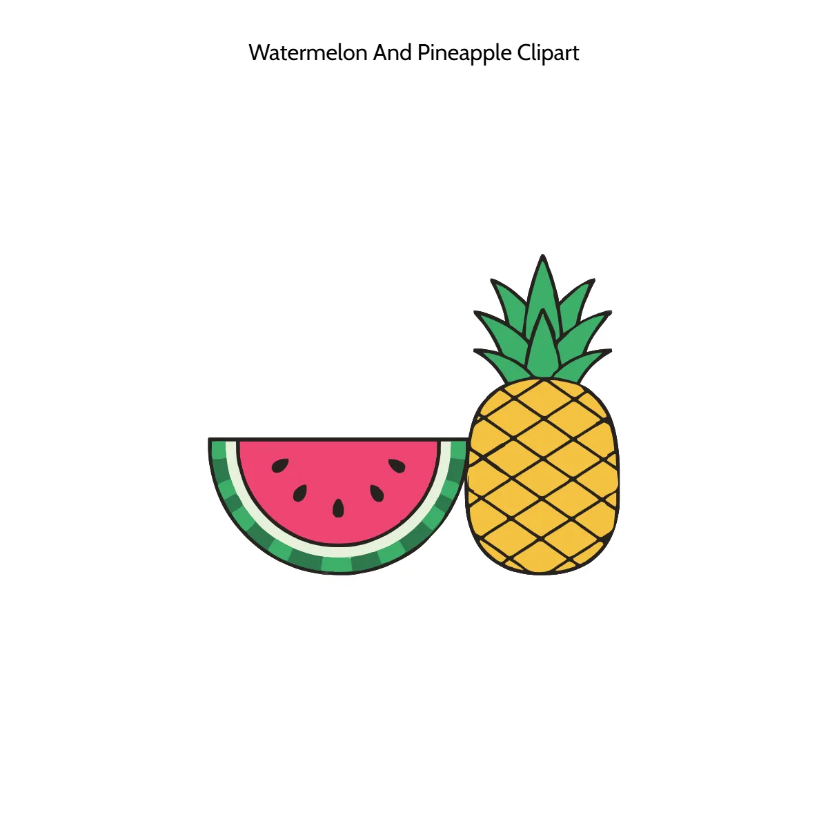 Free Watermelon and Pineapple Vector Clipart (PNG, SVG) to Edit Online
