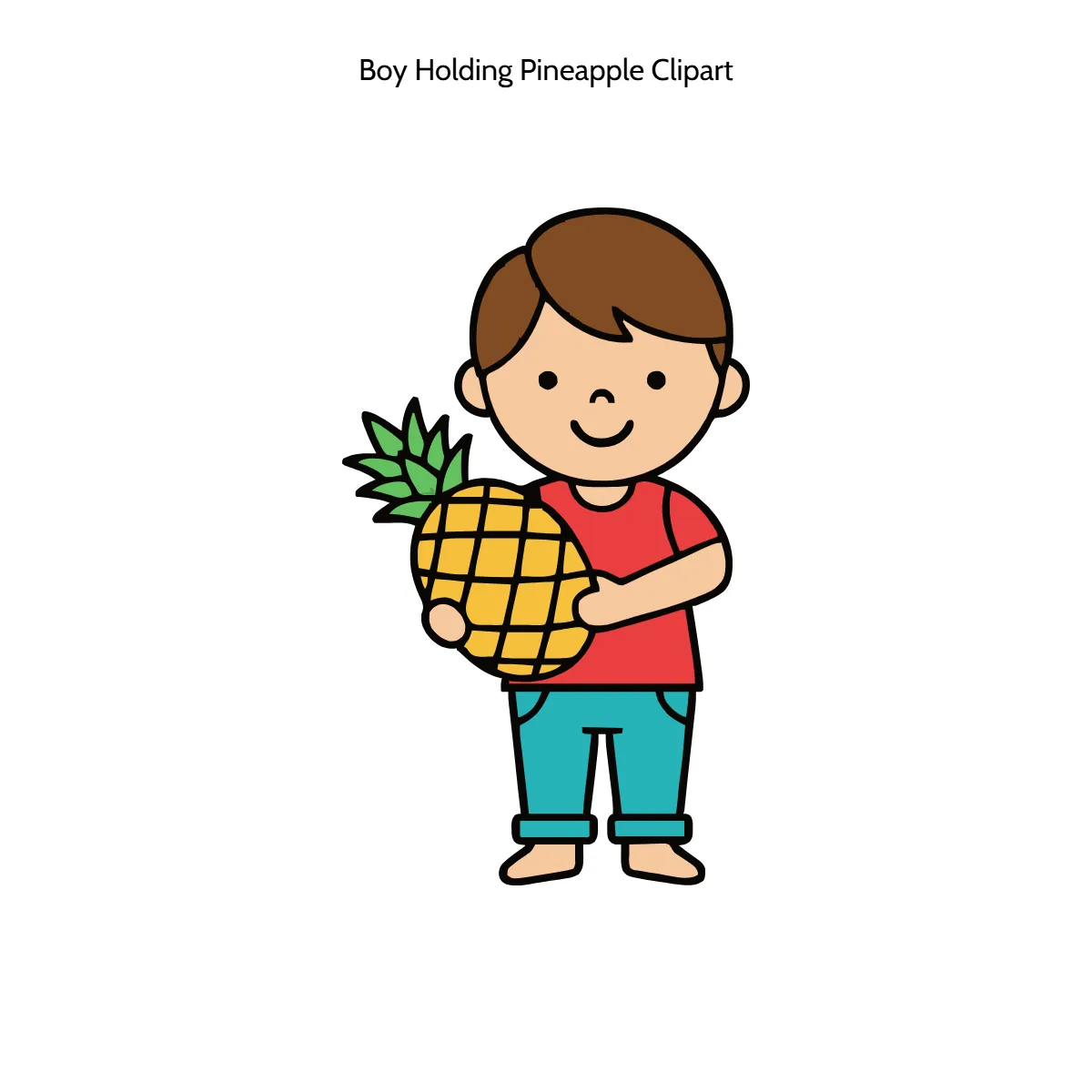 Free Boy Holding Pineapple Vector Clipart (PNG, SVG) to Edit Online