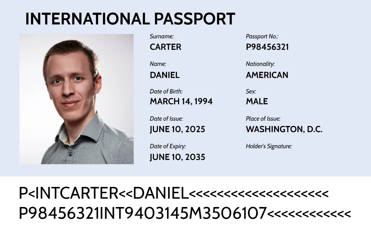 Free Realistic Passport Card Template to Edit Online
