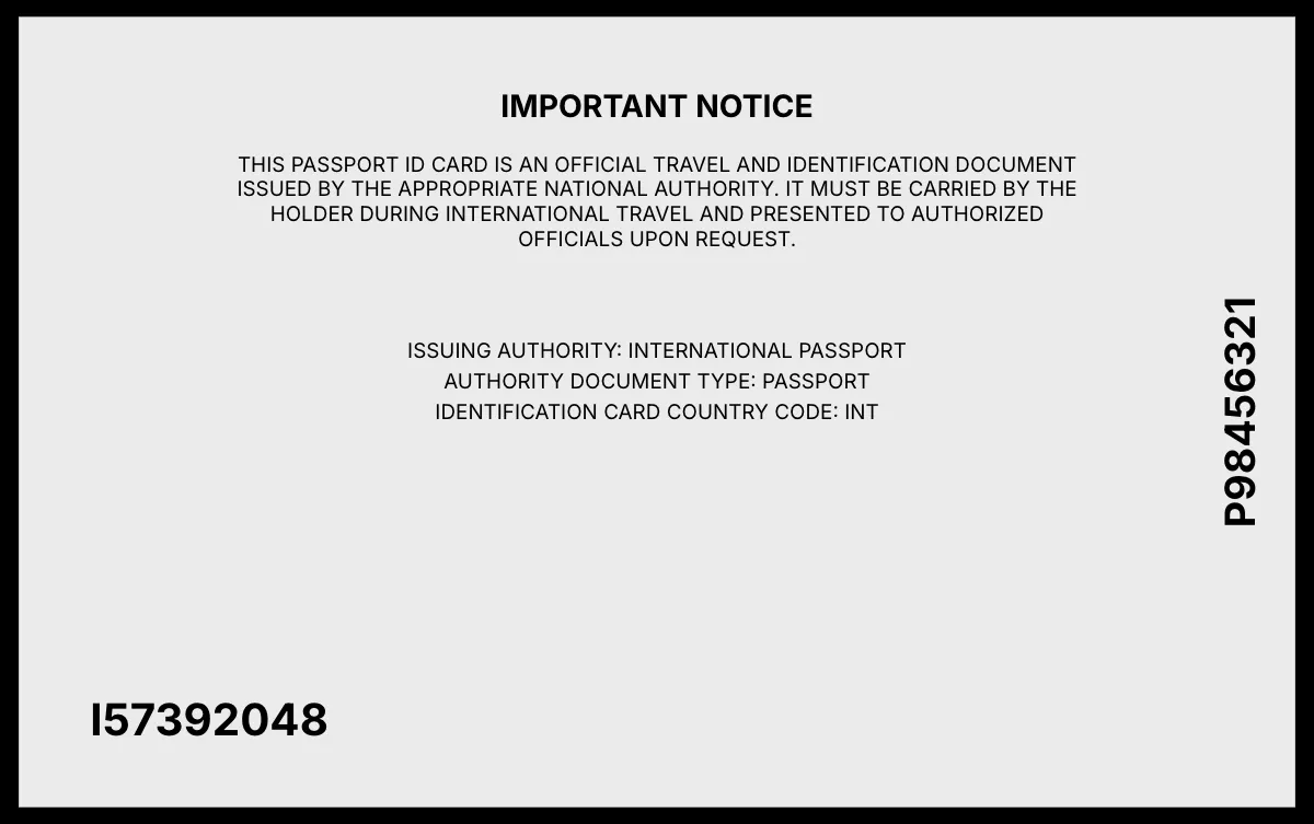 Free International Passport ID Card Template to Edit Online