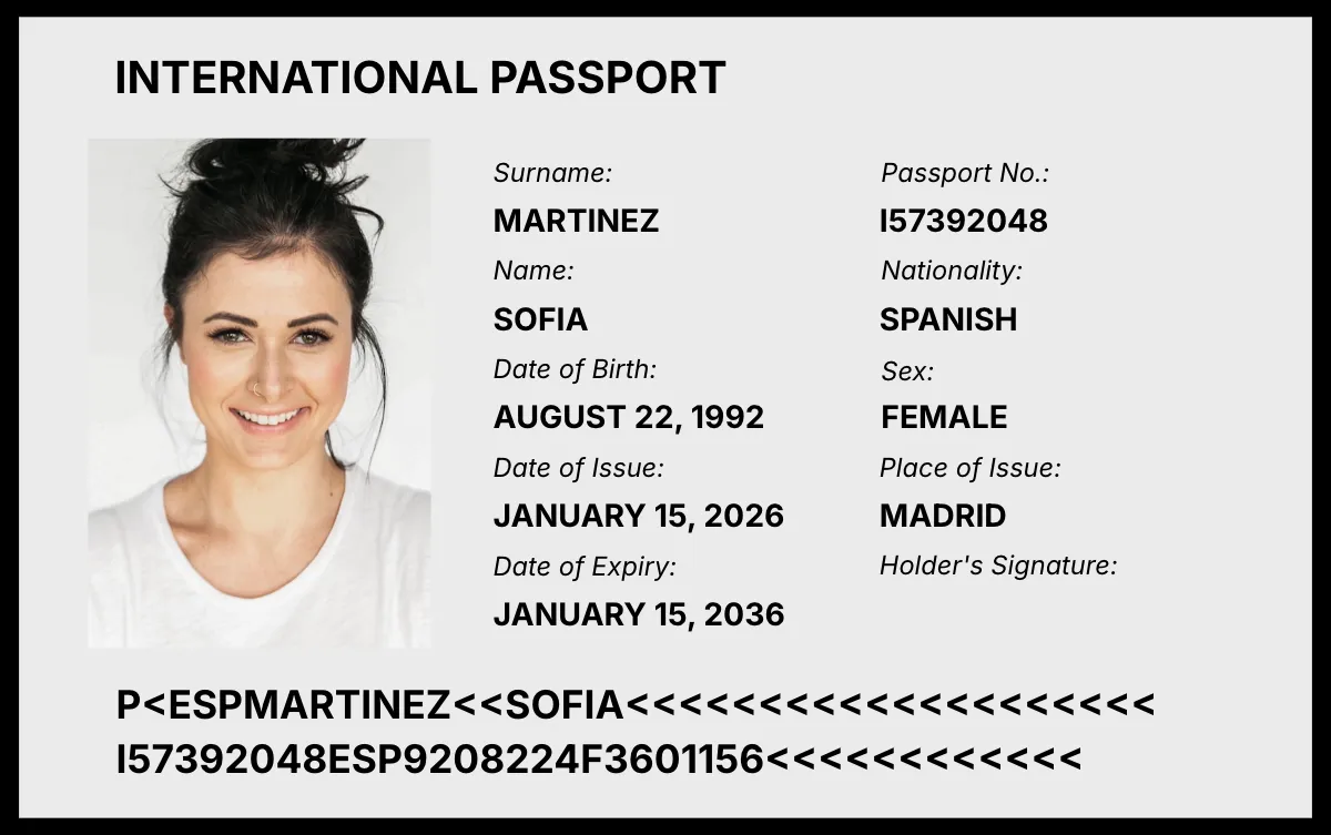 Free International Passport Card Template to Edit Online