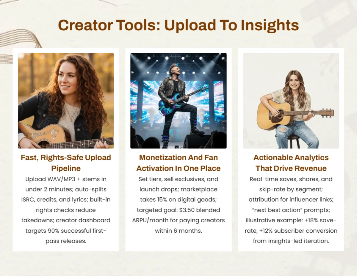 Free Music App Pitch Deck Template to Edit Online