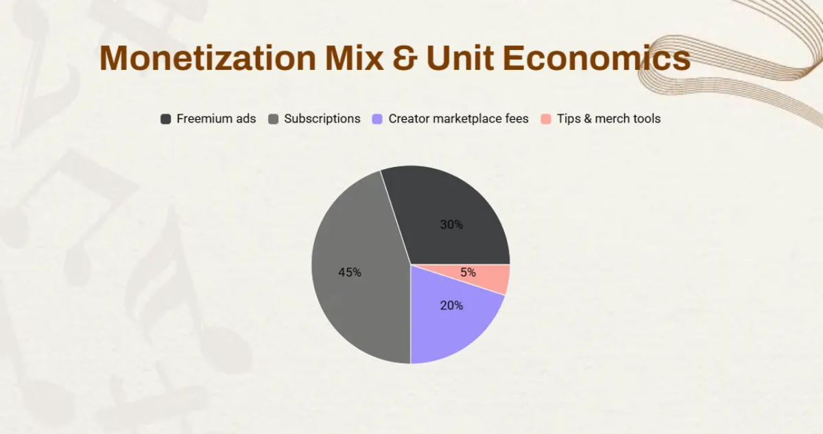 Free Music App Pitch Deck Template to Edit Online