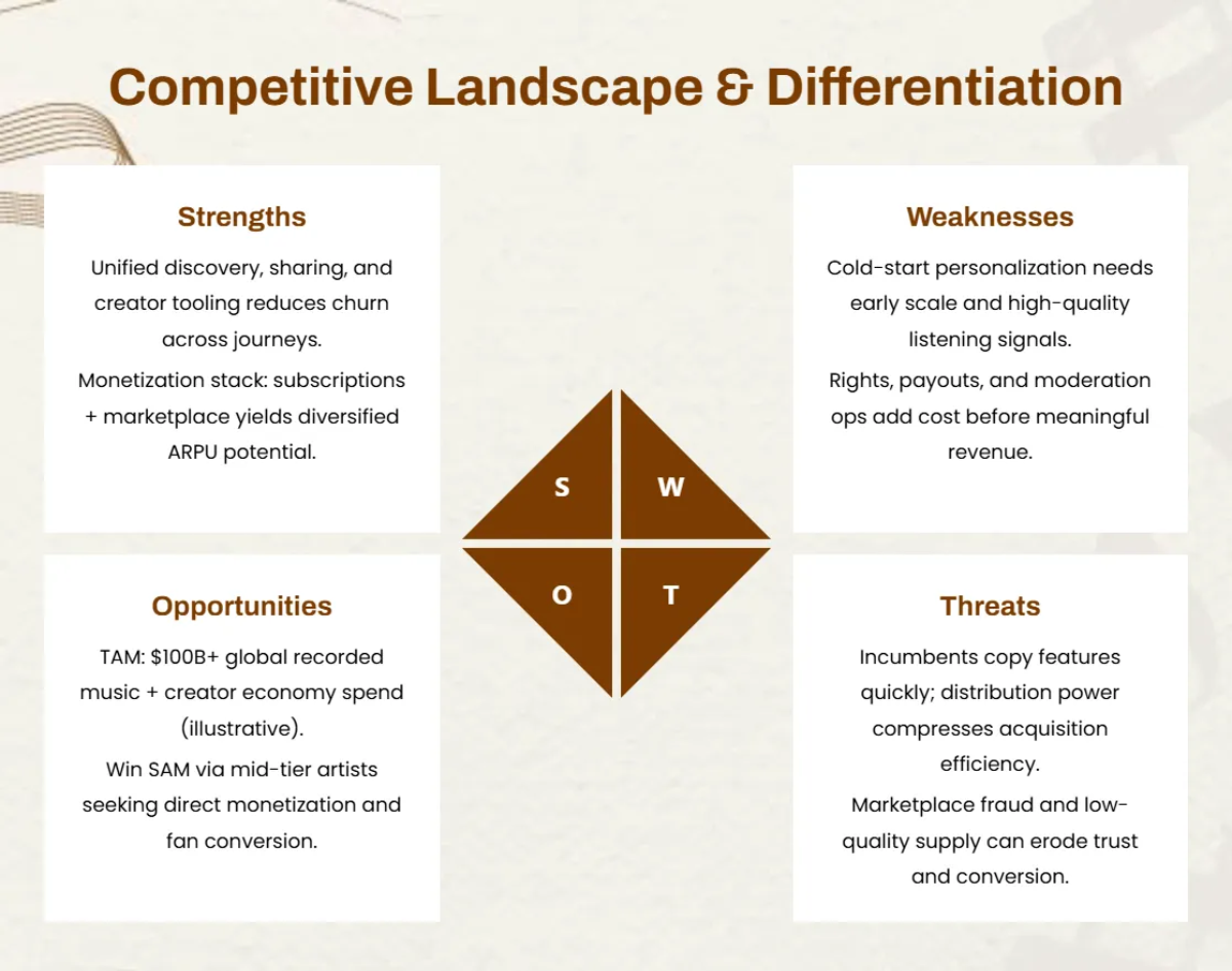 Free Music App Pitch Deck Template to Edit Online