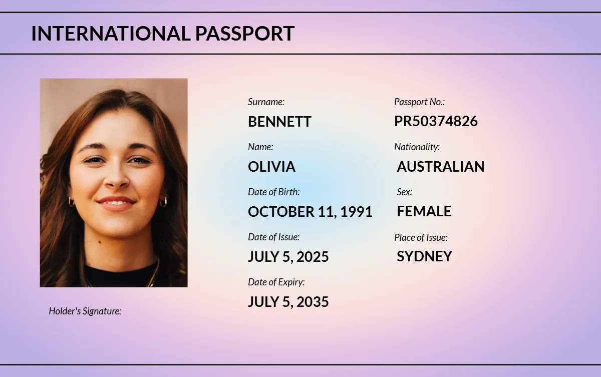 Free Professional Valid Passport Card Template to Edit Online