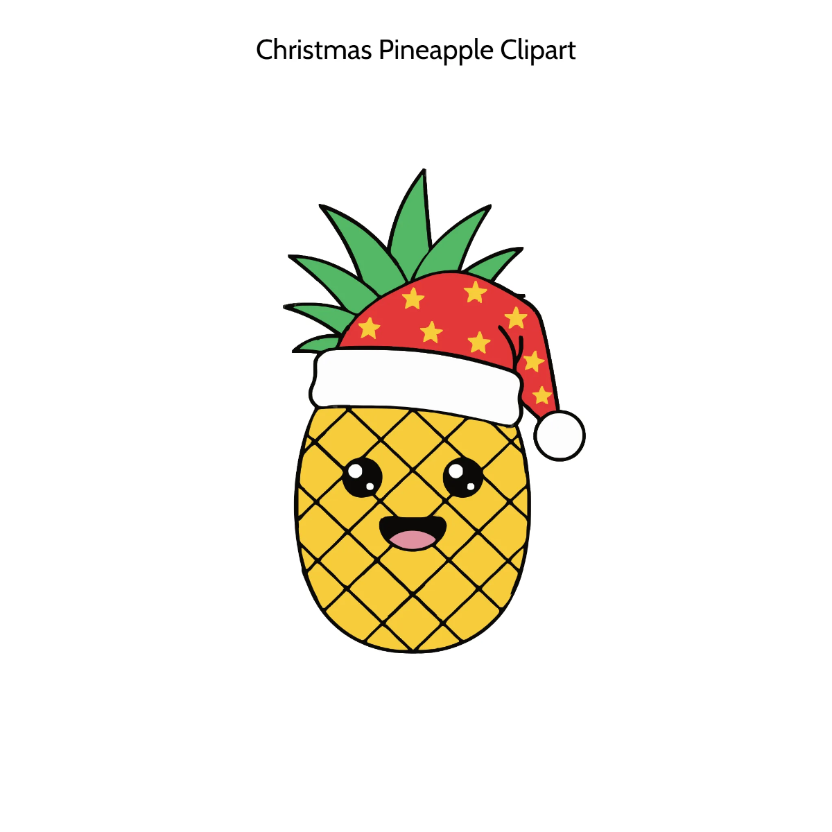 Free Christmas Pineapple Cartoon Vector Clipart (PNG, SVG) to Edit Online