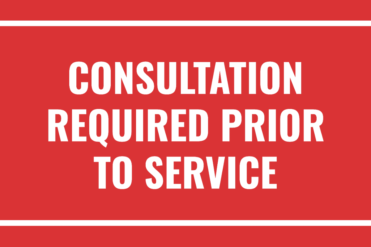 Consultation Required Prior to Service Sign Template