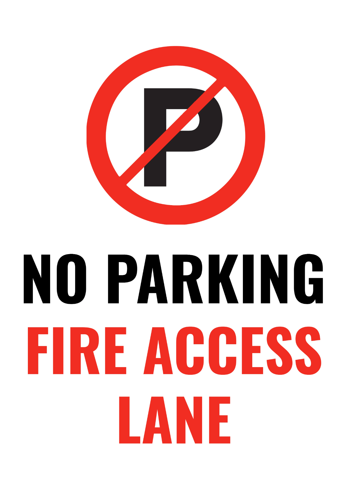 Fire Access Lane No Parking Sign Template