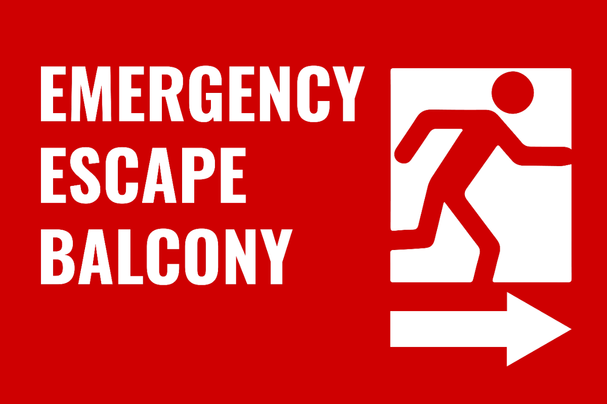 Emergency Escape Balcony Sign Template