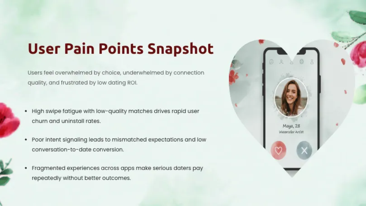 Free Dating App Pitch Deck Template to Edit Online