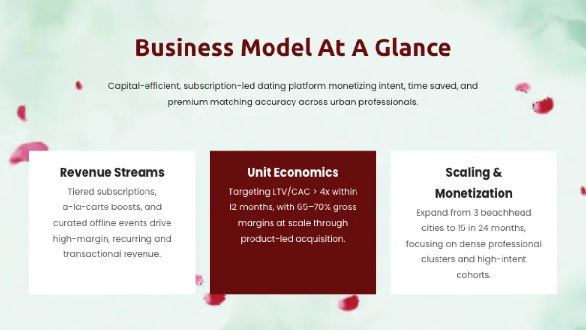 Free Dating App Pitch Deck Template to Edit Online