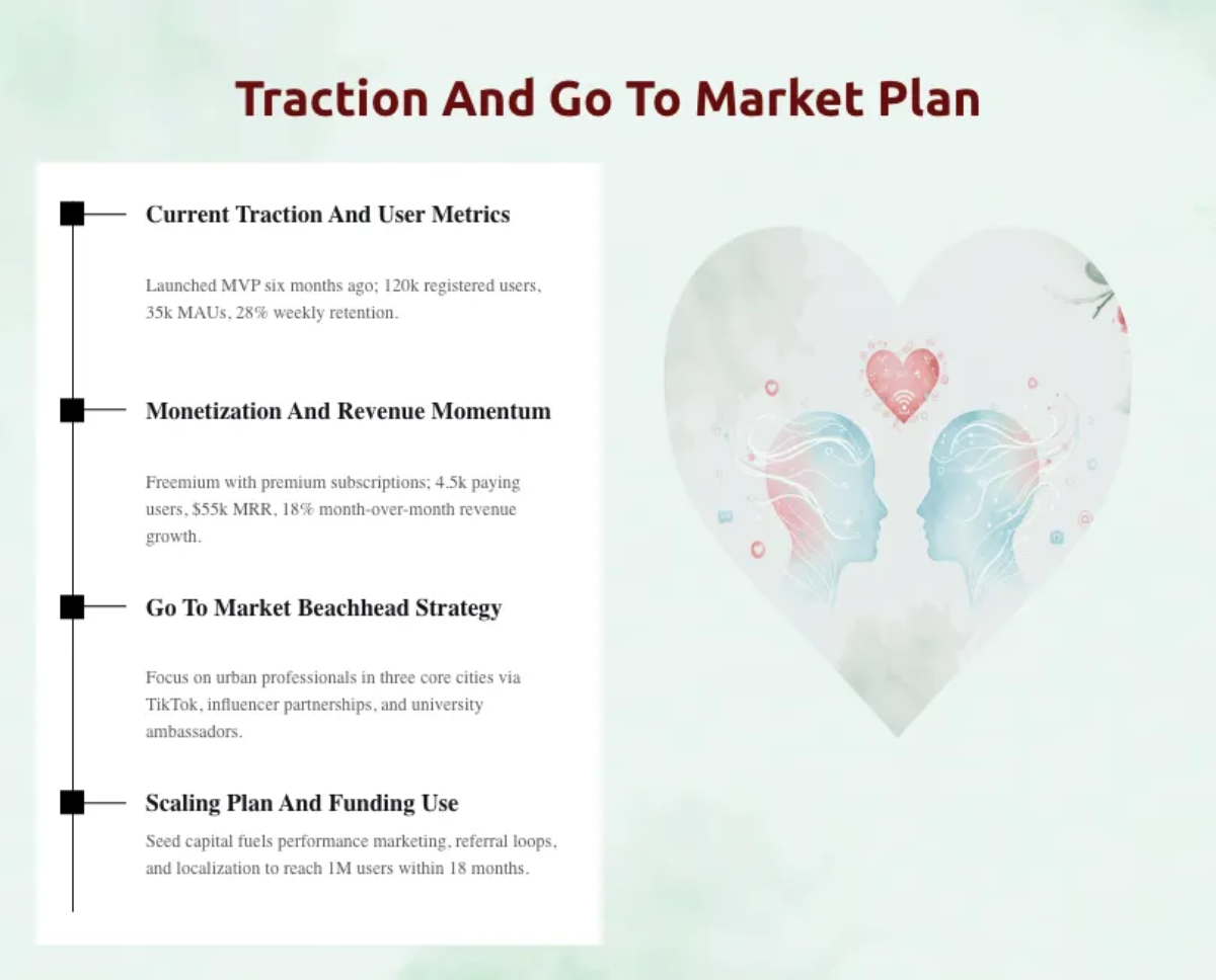 Free Dating App Pitch Deck Template to Edit Online