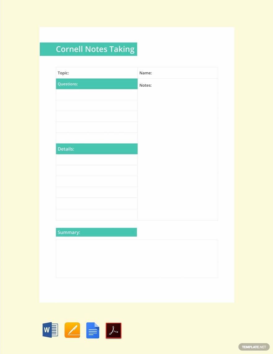 Cornell Notes Taking Template