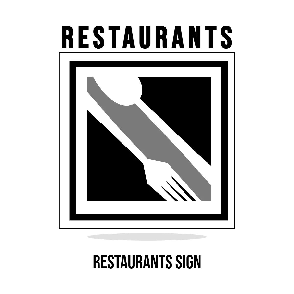 Free Restaurants Black And White Sign Clip Art Template to Edit Online