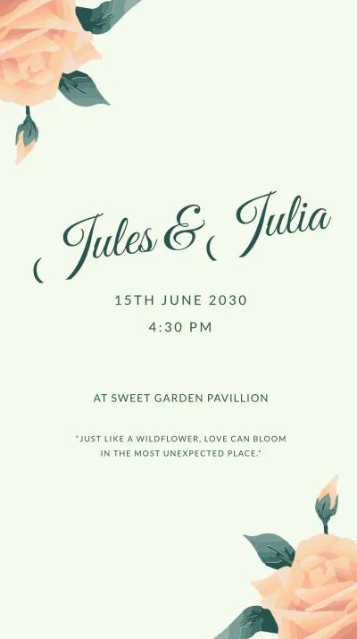 Free Floral Wedding Instagram Story Template to Edit Online