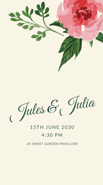Free Floral Wedding Instagram Story Template to Edit Online