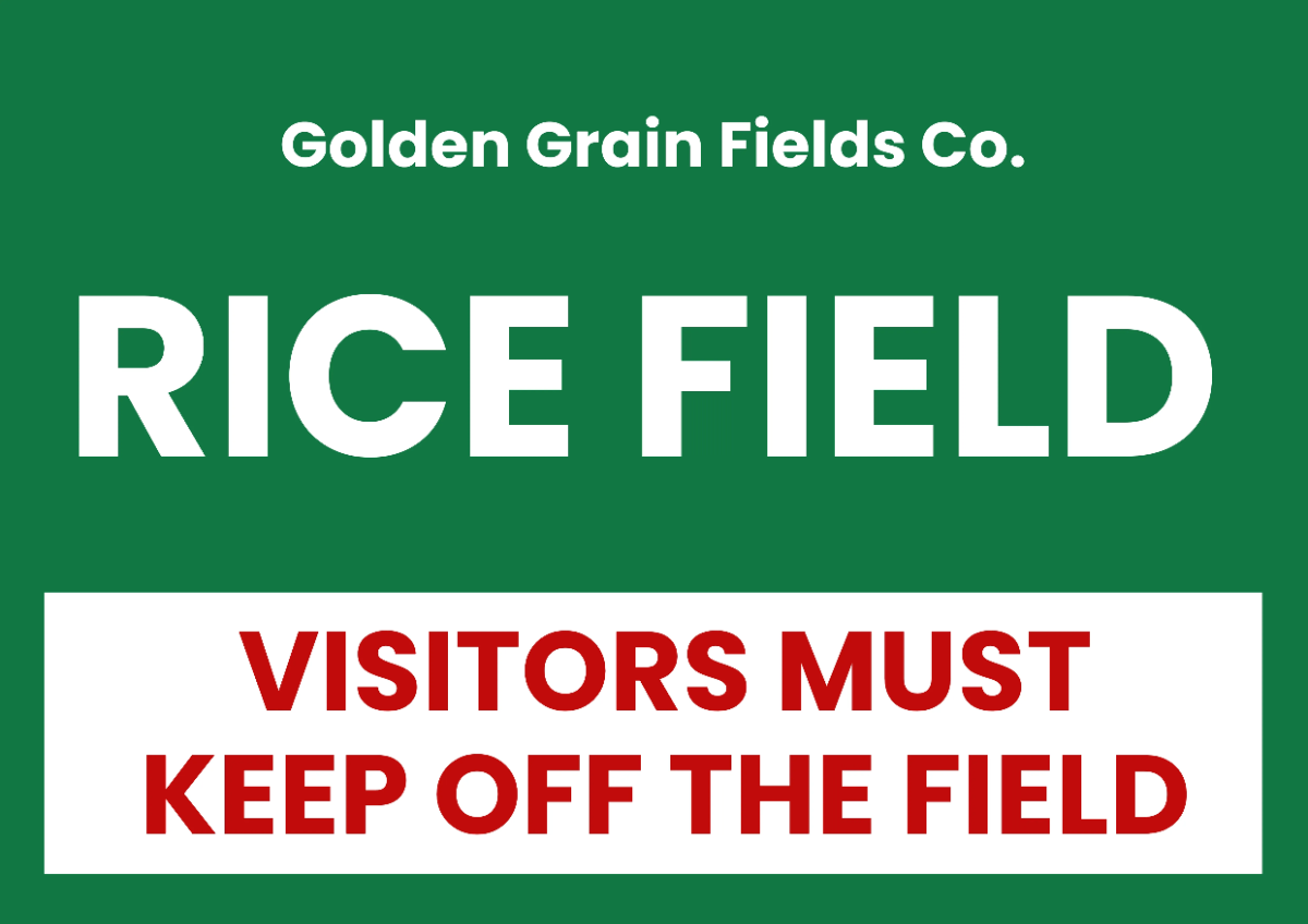 Rice Field Agriculture Sign Template