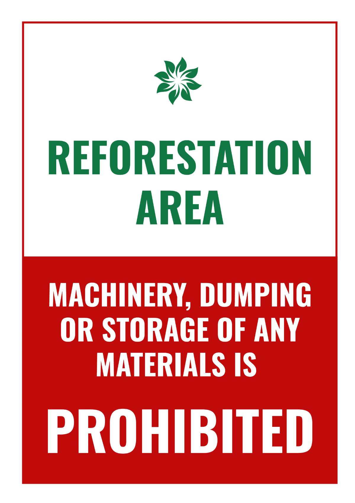 Reforestation Area Agriculture Sign Template
